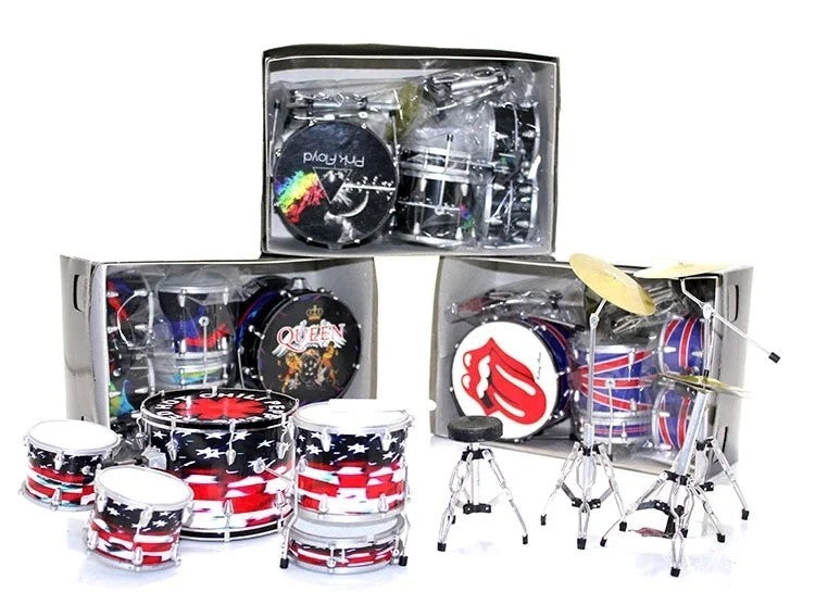 Dekoratif Masaüstü Mini Bateri Seti - 21x14 cm Koleksiyonluk Otantik Müzik Obje