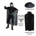 Mey İthalat® Vendetta Kostüm Seti – Şapka Maske Pelerin (120 cm)