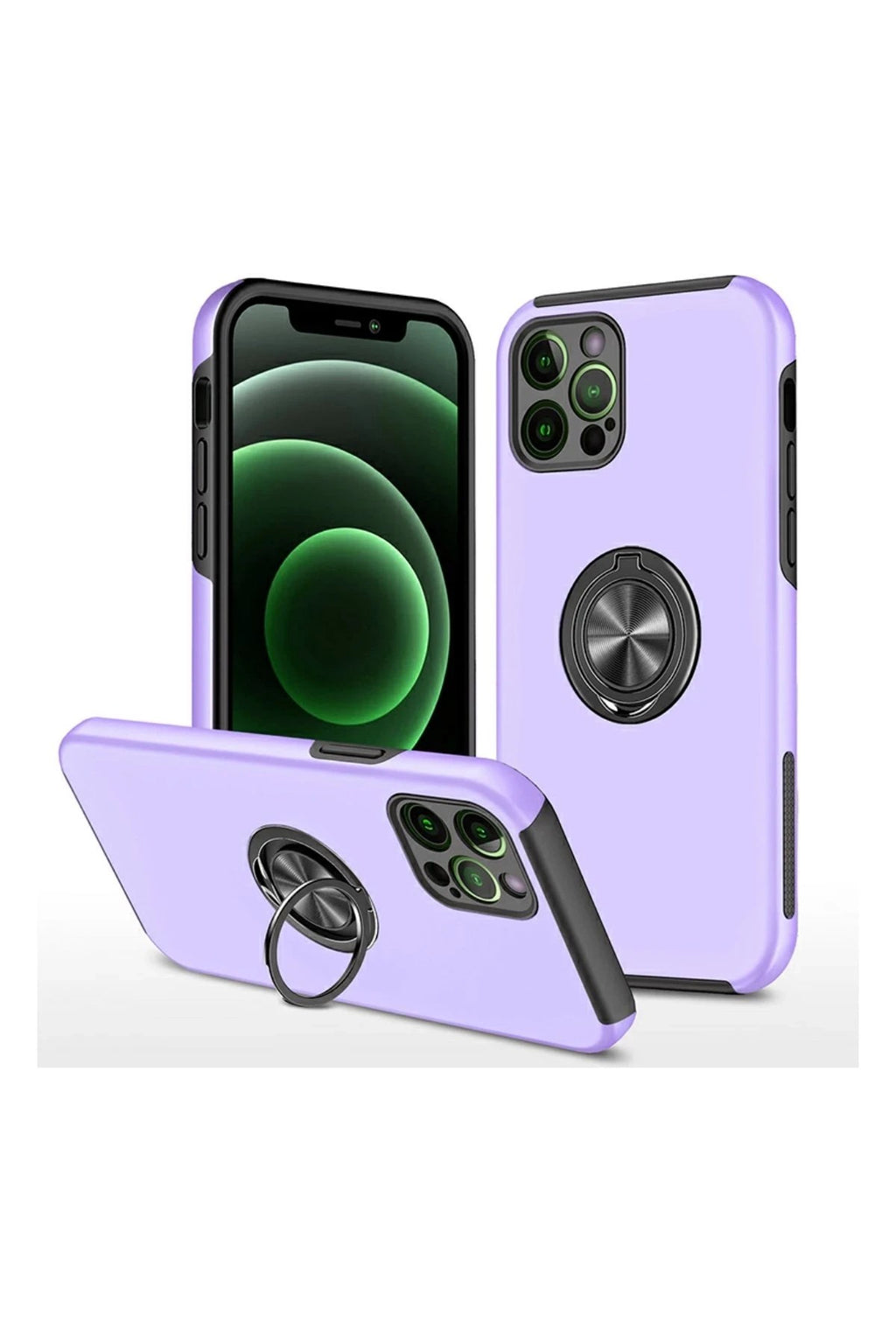 Mey İthalat® iPhone 12 Pro Kılıf Elit Yüzüklü Kapak - Mor