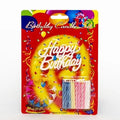 Mey İthalat® Rengarenk Mumlu Beyaz Happy Birthday Yazılı Doğum Günü Mumu 12 Adet