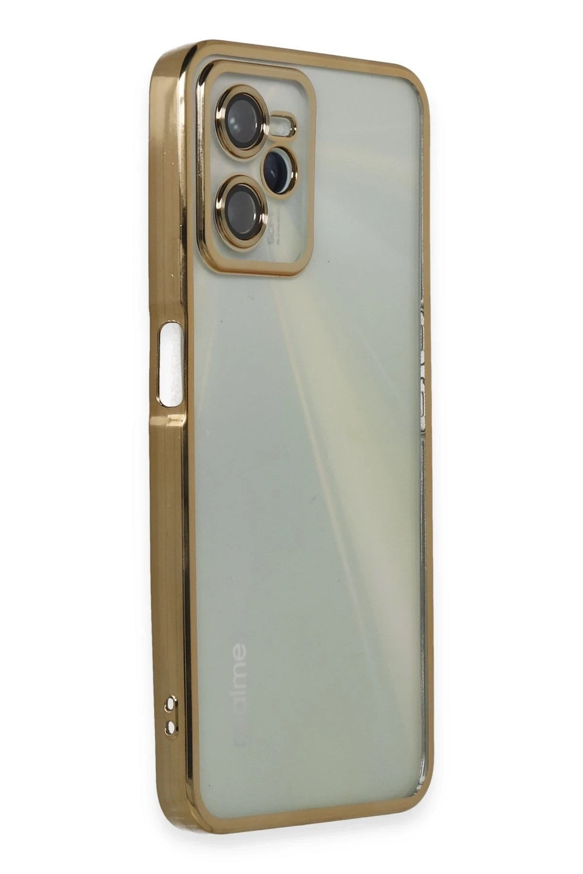 Mey İthalat® Realme C35 Kılıf Lensli Silikon - Gold