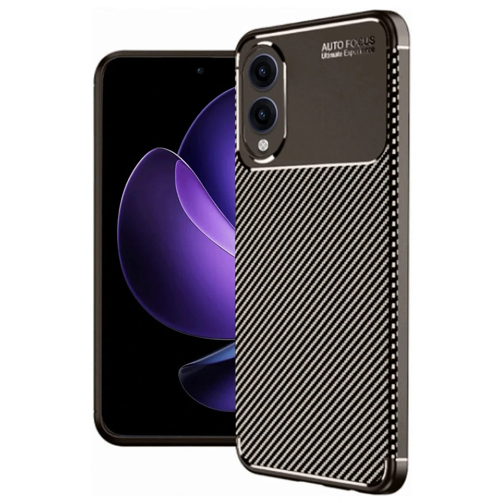 Mey İthalat® Samsung Galaxy S25 Edge Kılıf Auto Focus Karbon Kapak - Kahverengi