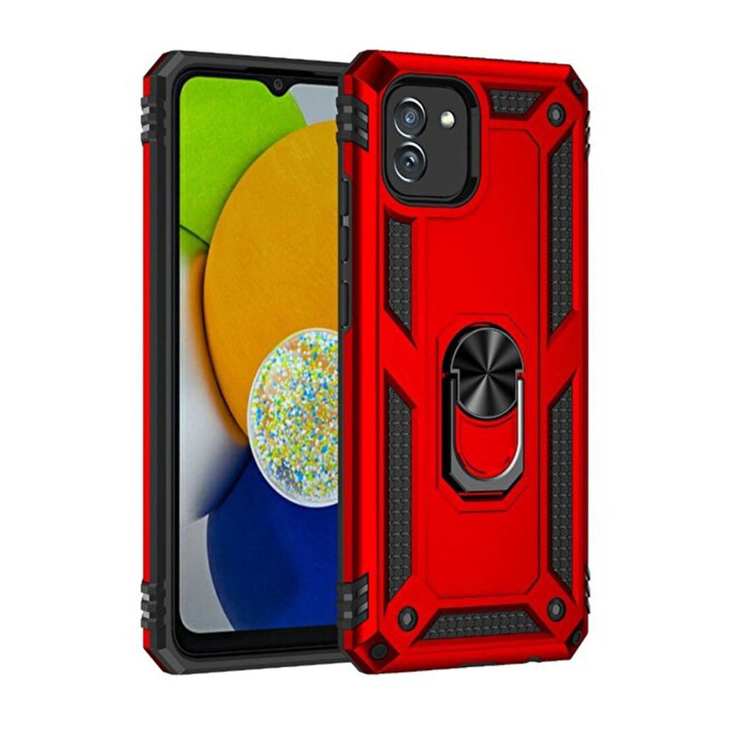 Mey İthalat® Samsung Galaxy A03 Kılıf Sofya Yüzüklü Silikon Kapak - Kırmızı