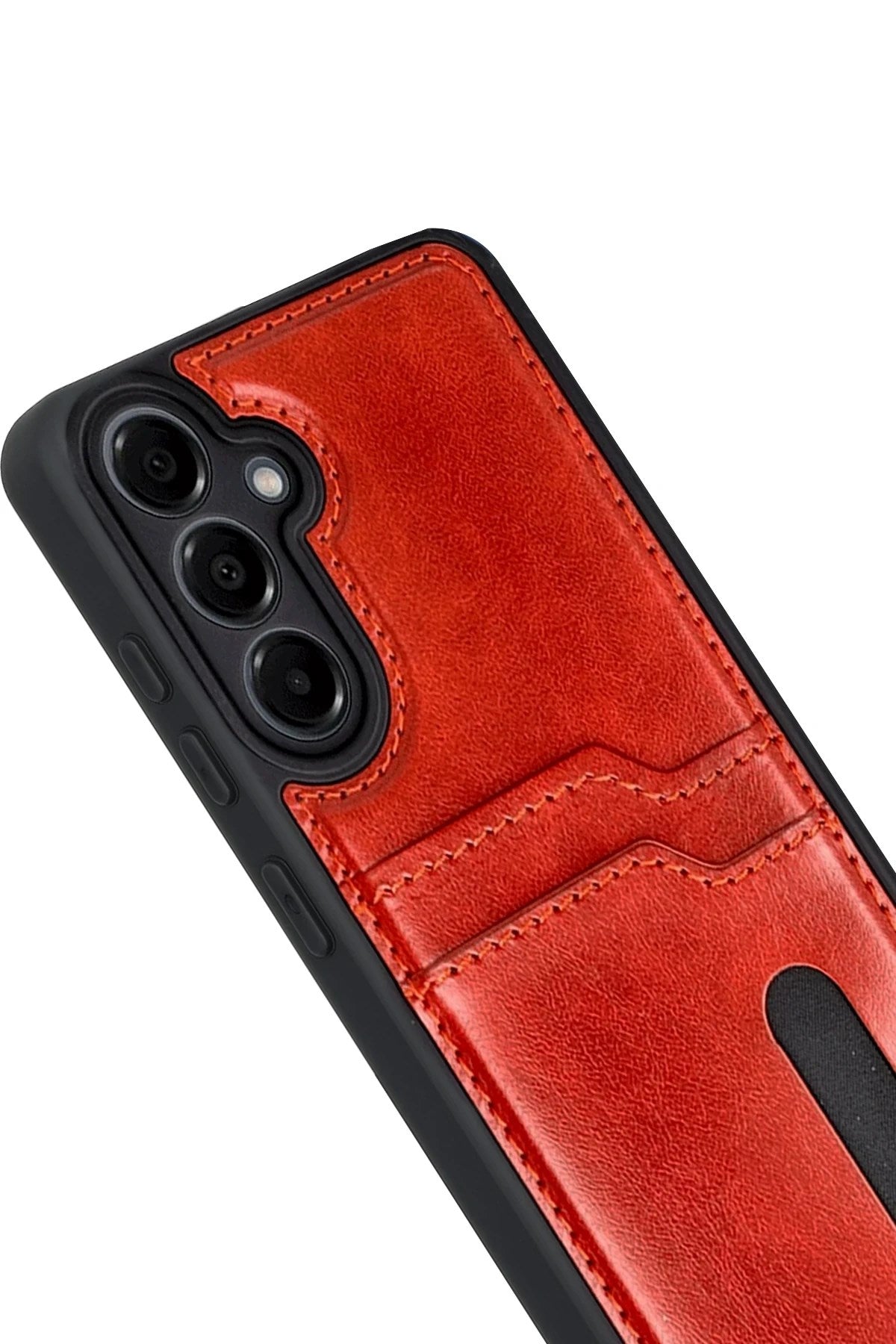 Mey İthalat® Samsung Galaxy A17 5G Sara Kartvizitli Deri Kılıf - Kırmızı