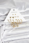Mey İthalat® 6 Çift Kadın Küpe Seti Gold Renk