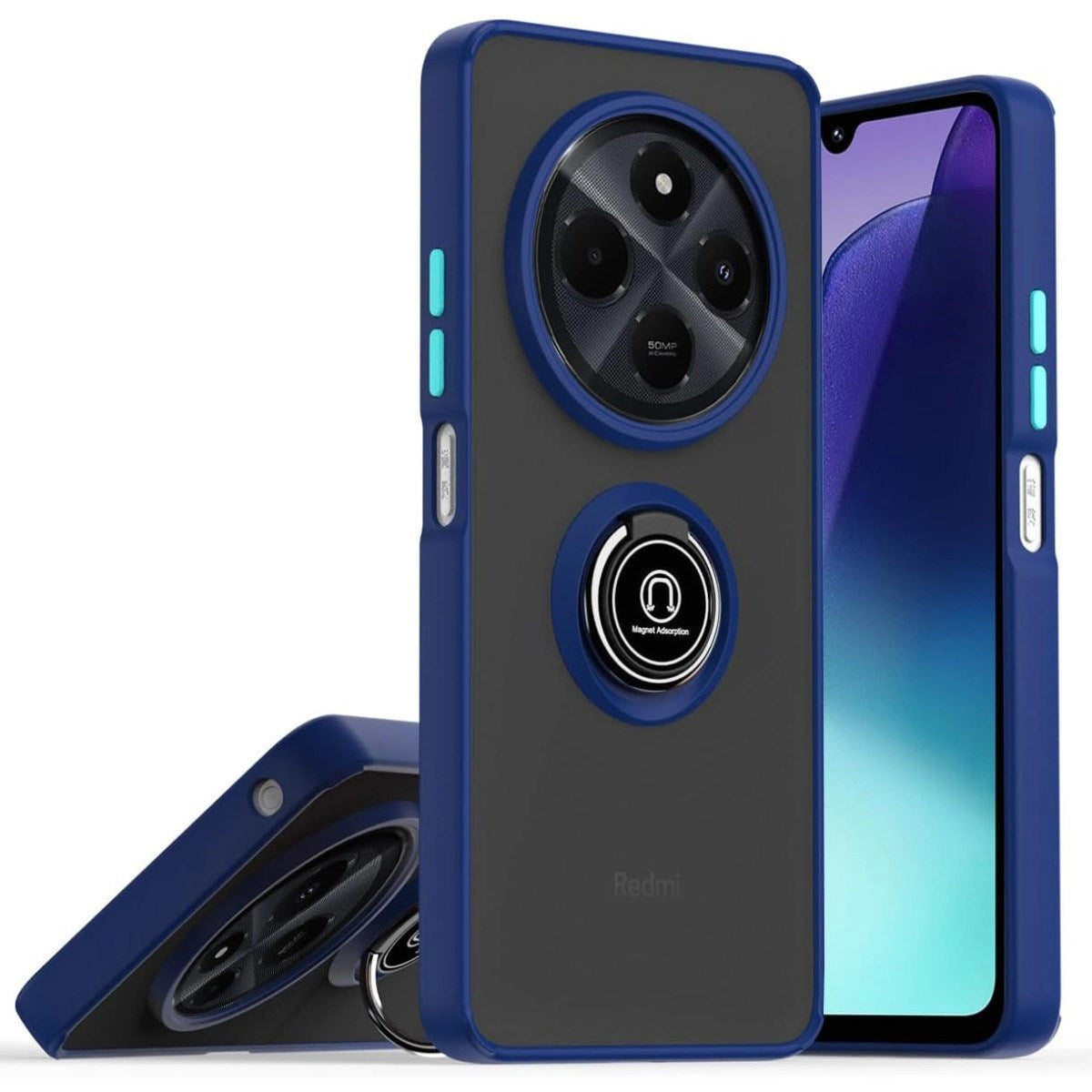 Mey İthalat® Realme C75 4G Kılıf Montreal Yüzüklü Silikon Kapak - Lacivert