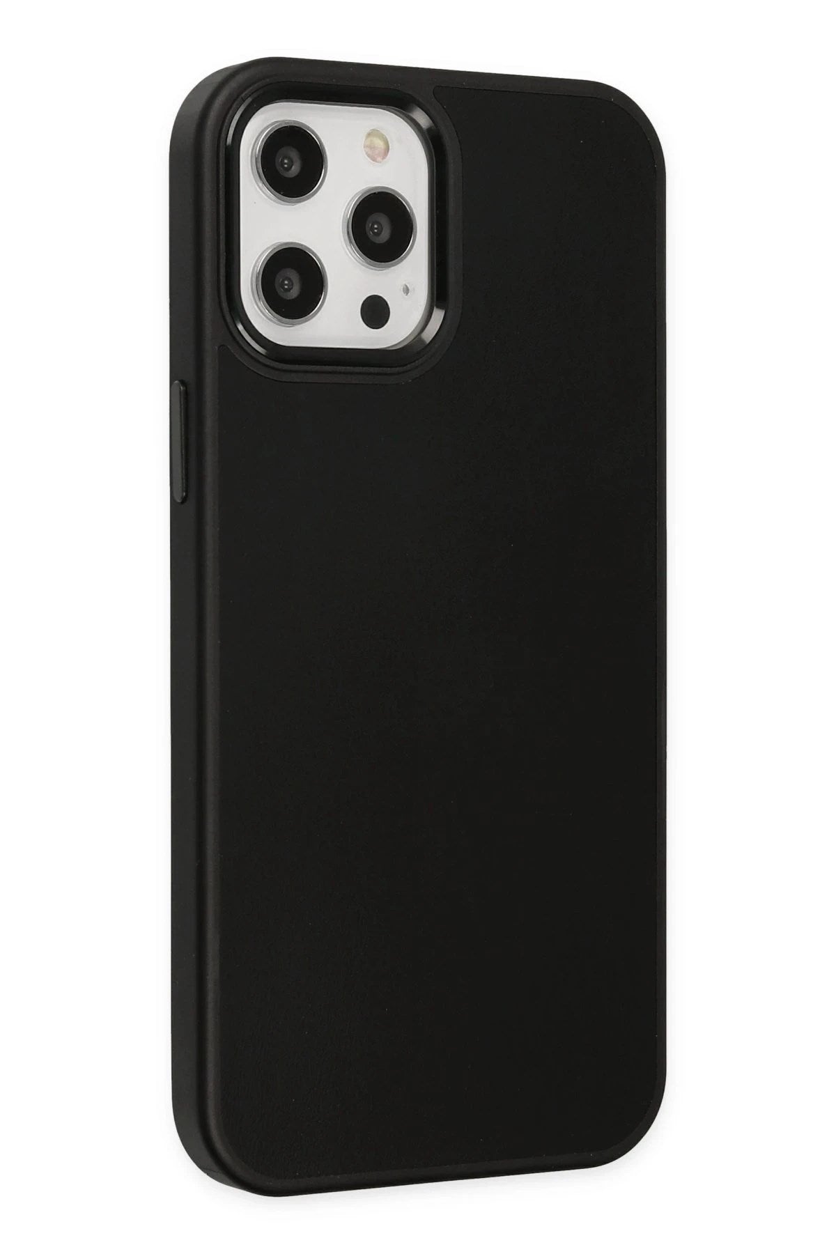 Mey İthalat® iPhone 12 Pro Max Kılıf Asya Deri Silikon - Siyah