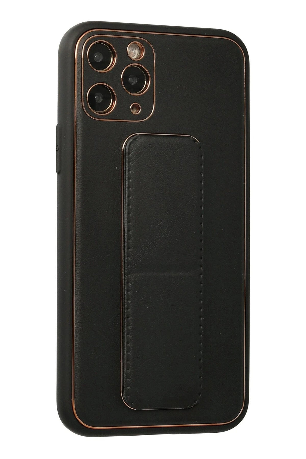 Mey İthalat® iPhone 11 Pro Kılıf Coco Deri Standlı Kapak - Siyah