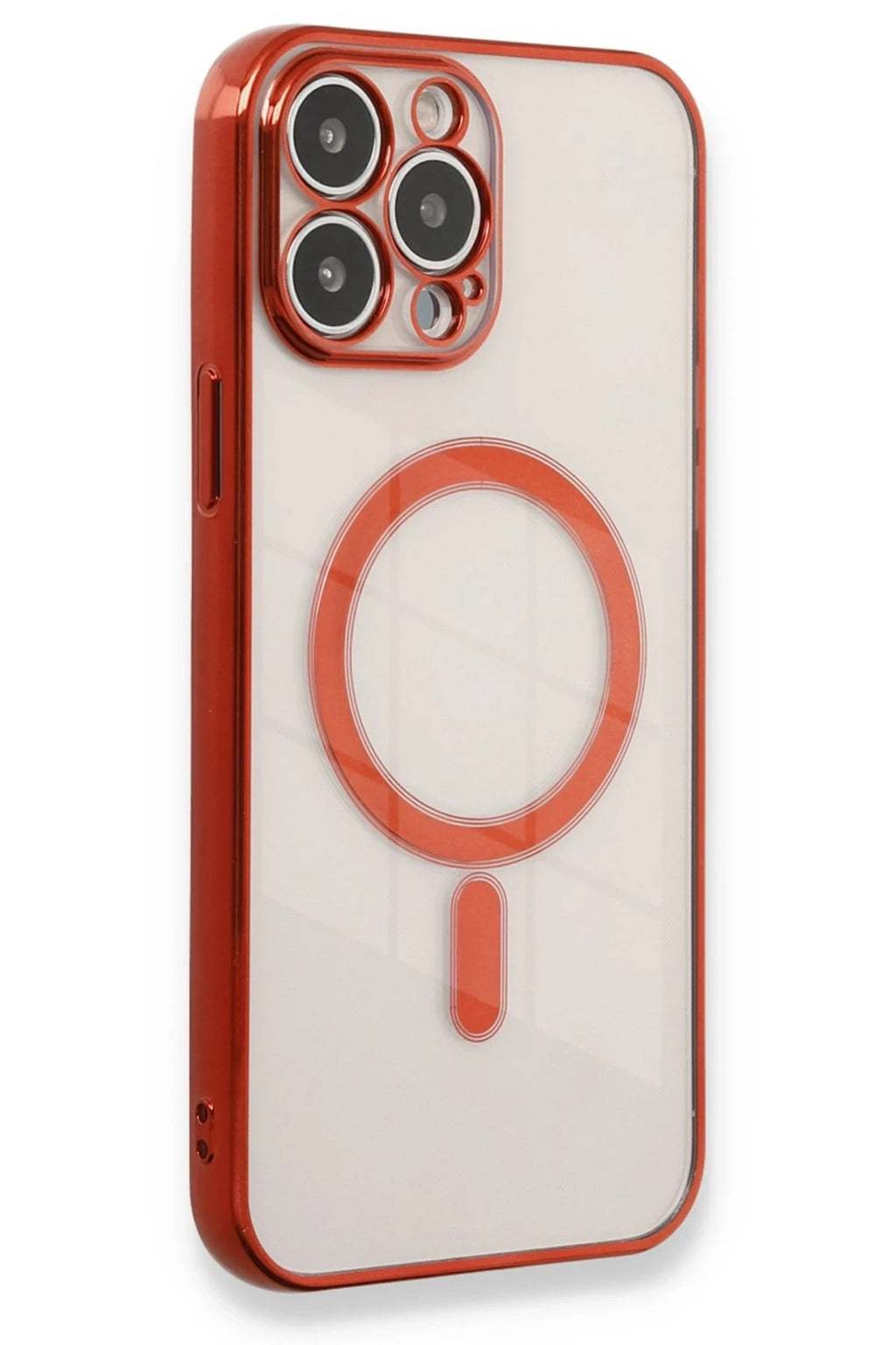 Mey İthalat® iPhone 13 Pro Max Kılıf Magneticsafe Lazer Silikon - Kırmızı