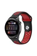 Mey İthalat® Watch 20mm Spor Delikli Kordon - Siyah-Kırmızı