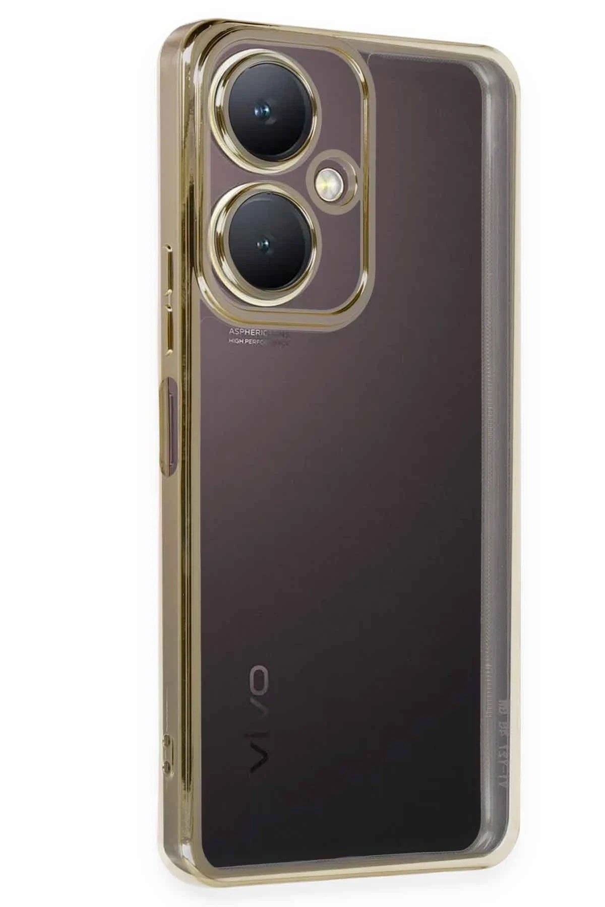 Mey İthalat® Vivo Y27 Kılıf Lensli Silikon - Gold
