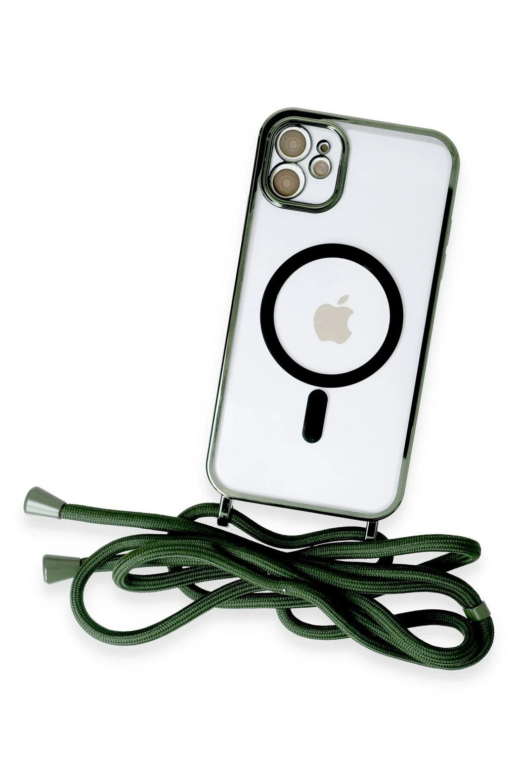 Mey İthalat® iPhone 12 Kılıf Divo Lazer Askılı Magsafe Kapak - Koyu Yeşil