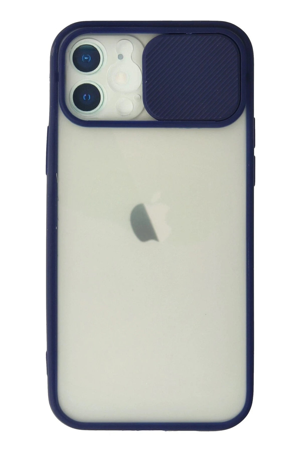 Mey İthalat® iPhone 12 Kılıf Palm Buzlu Kamera Sürgülü Silikon - Lacivert