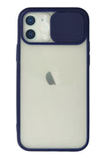 Mey İthalat® iPhone 12 Kılıf Palm Buzlu Kamera Sürgülü Silikon - Lacivert