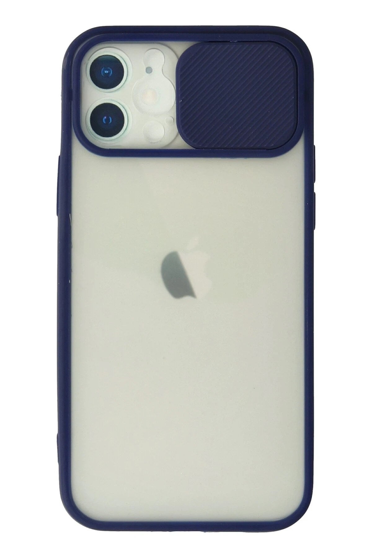 Mey İthalat® iPhone 12 Kılıf Palm Buzlu Kamera Sürgülü Silikon - Lacivert