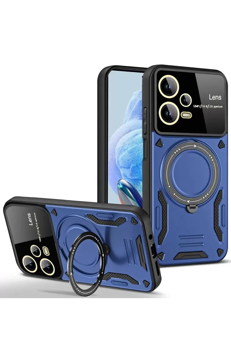Mey İthalat® Redmi Note 12 Pro 5G Kılıf Joy Lens Standlı Kapak - Lacivert