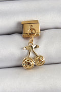 Mey İthalat® 316L Çelik Sallantılı Zirkon Taşlı Fiyonk Model Gold Renk Nomination C316L Çelik Sallantılı Kiraz Model Gold Renk Nomination Charm