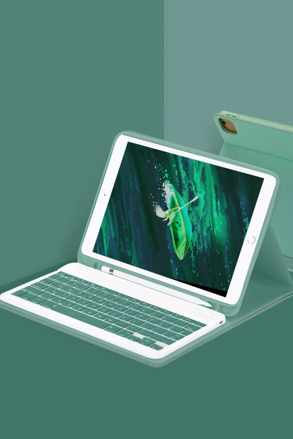 Mey İthalat® iPad Pro 11 (2022) Kılıf KC01 Smart Klavyeli Tablet Kılıfı - Koyu Yeşil