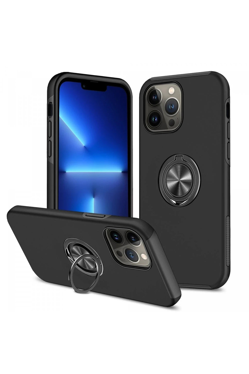 Mey İthalat® iPhone 13 Pro Max Kılıf Elit Yüzüklü Kapak - Siyah