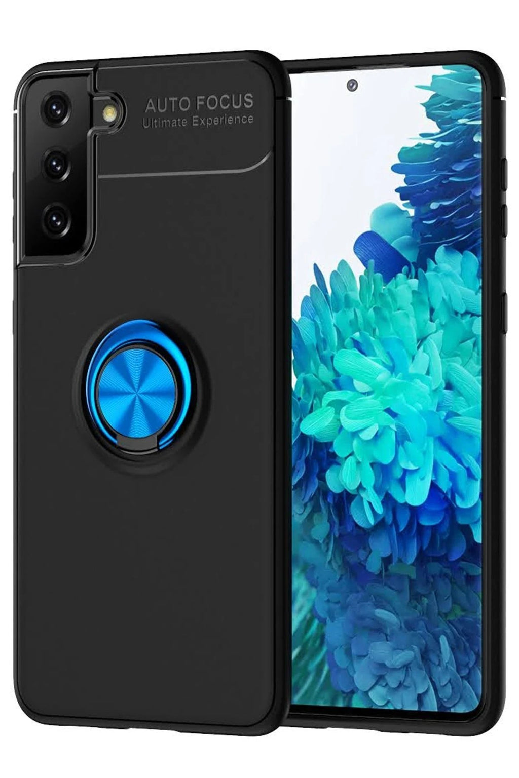 Mey İthalat® Samsung Galaxy S21 Plus Kılıf Range Yüzüklü Silikon - Siyah-Mavi