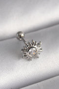 Mey İthalat® 316L Çelik Gümüş Renk Zirkon Taşlı Güneş Tragus Piercing