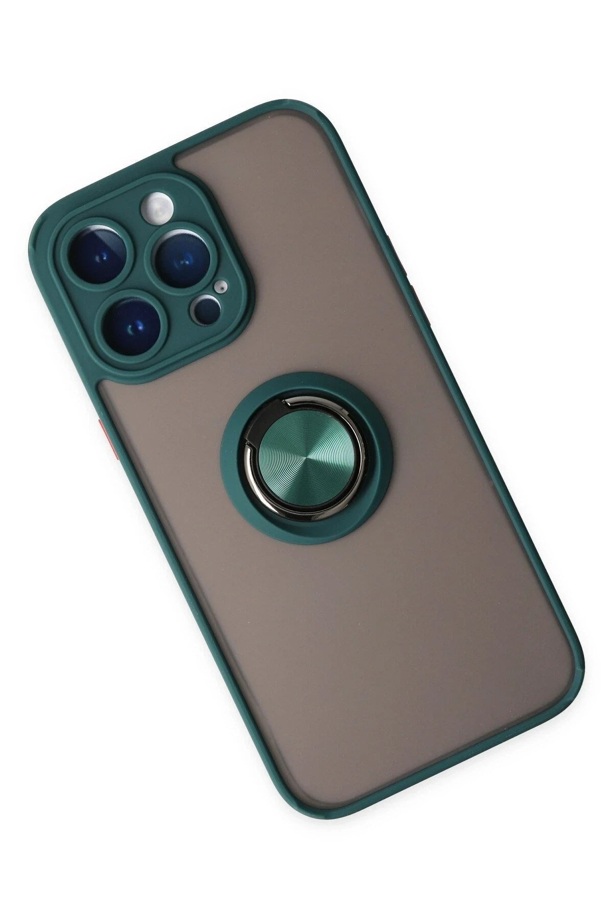 Mey İthalat® iPhone 14 Pro Kılıf Montreal Yüzüklü Silikon Kapak - Yeşil