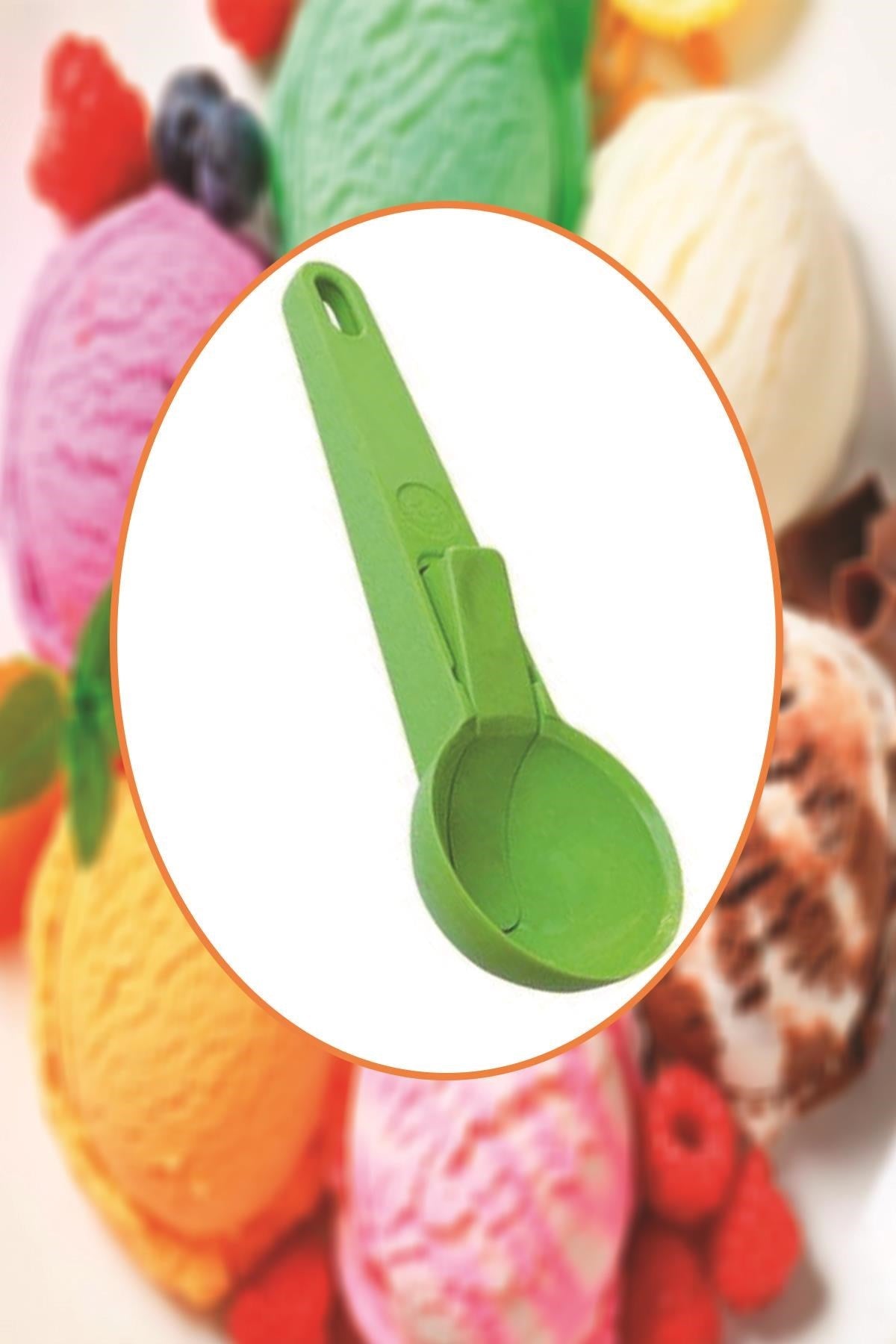 Pratik Mandallı Plastik Dondurma Servis Sunum Kepçesi Kaşığı