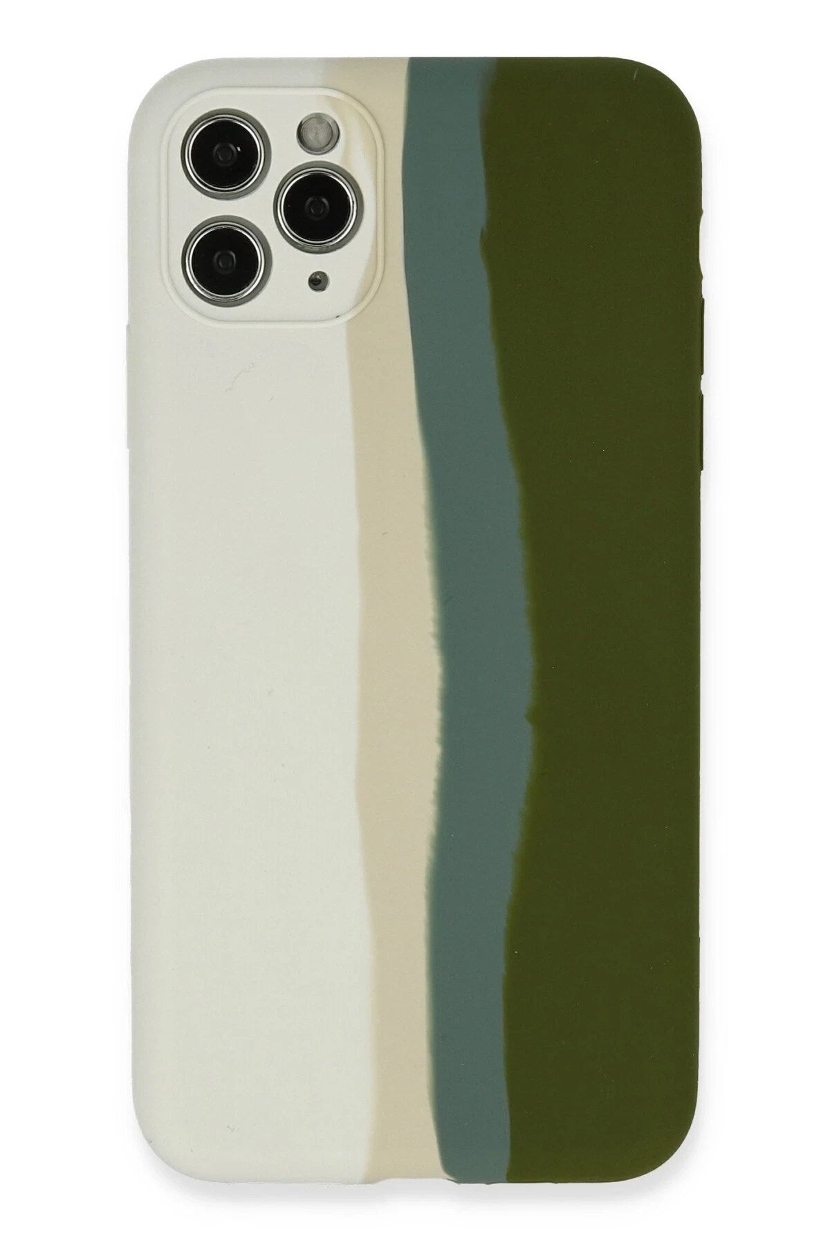 Mey İthalat® iPhone 11 Pro Kılıf Ebruli Lansman Silikon - Beyaz-Yeşil