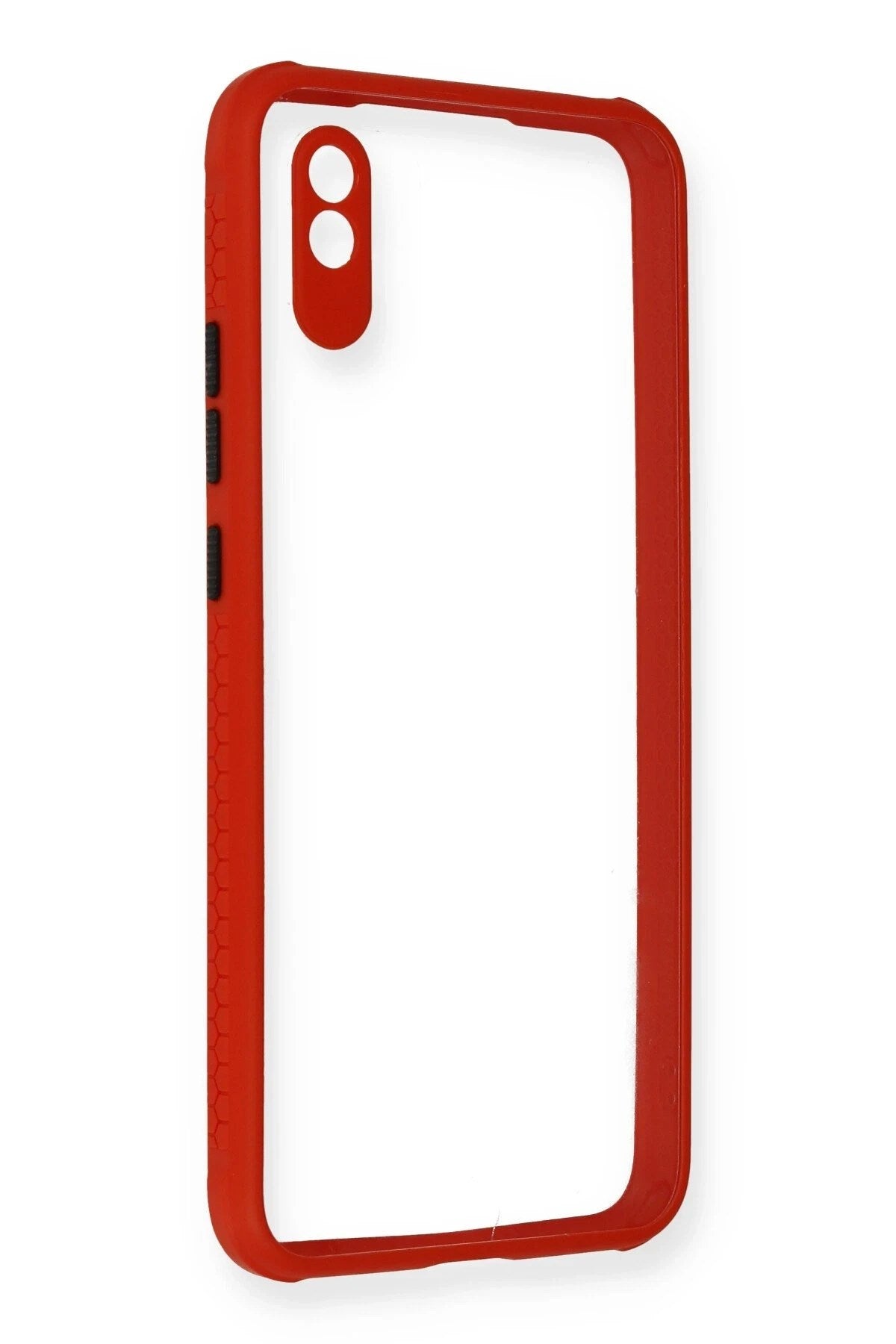 Mey İthalat® Redmi 9A Kılıf Miami Şeffaf Silikon - Kırmızı