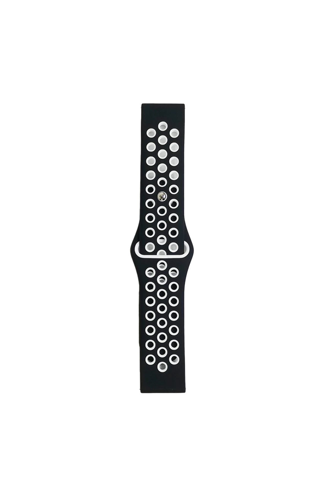 Mey İthalat® Watch 22mm Spor Delikli Kordon - Siyah-Beyaz