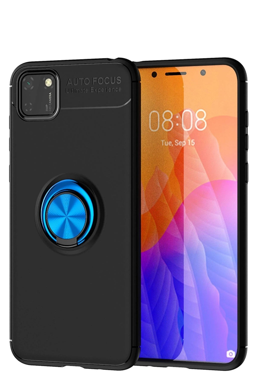 Mey İthalat® Huawei Y5P Kılıf Range Yüzüklü Silikon - Siyah-Mavi
