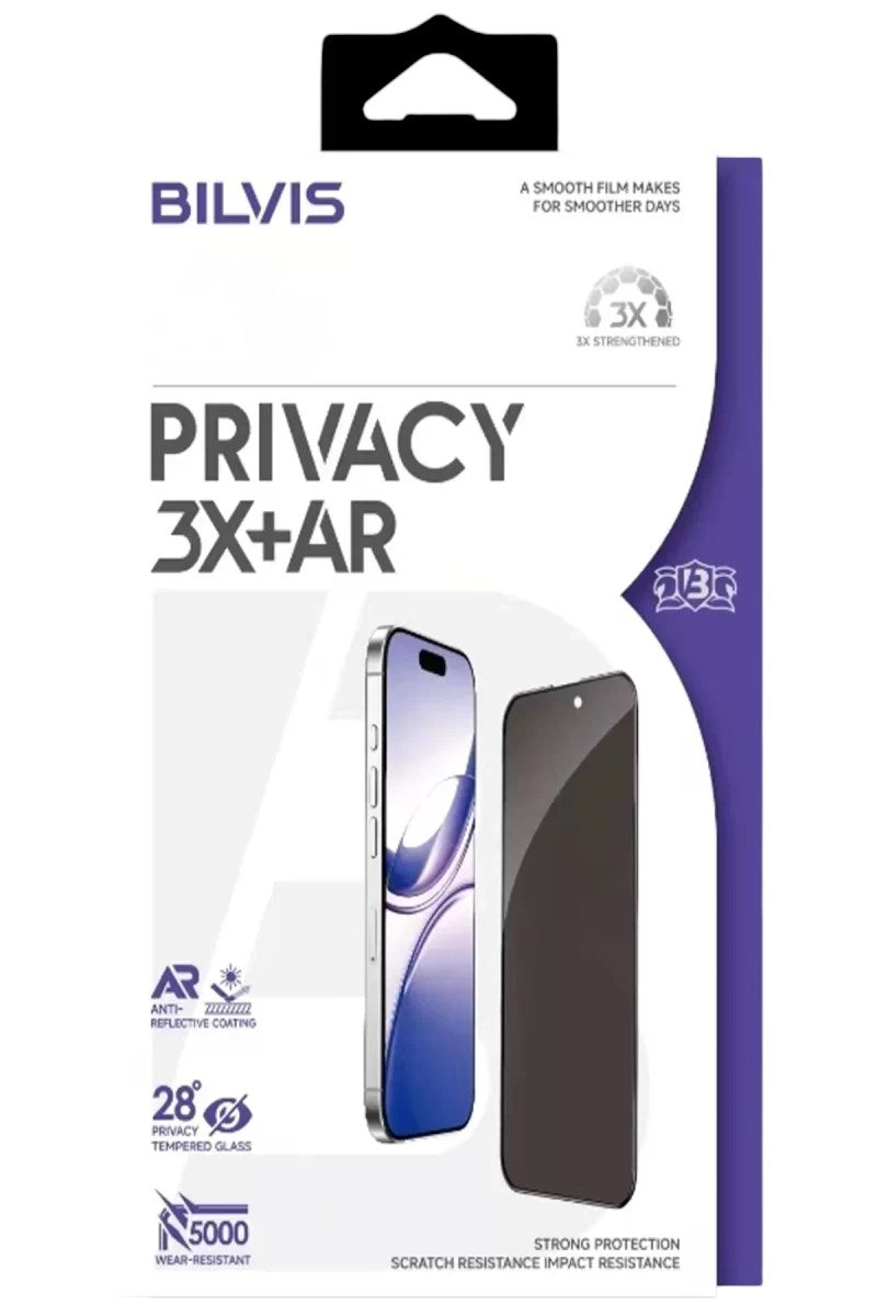 Mey İthalat® iPhone 17 Pro Max Bilvis 3X AR Hayalet Cam Ekran Koruyucu - Siyah