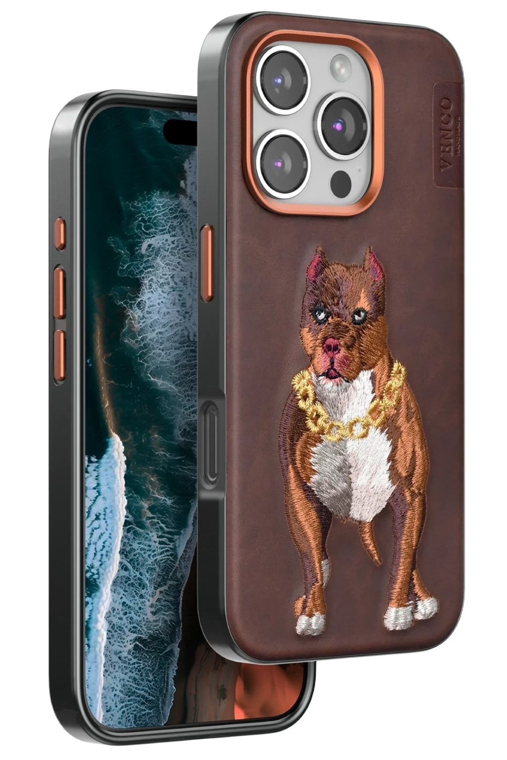 Mey İthalat® iPhone 16 Pro Perma Desenli Kapak - Kahverengi