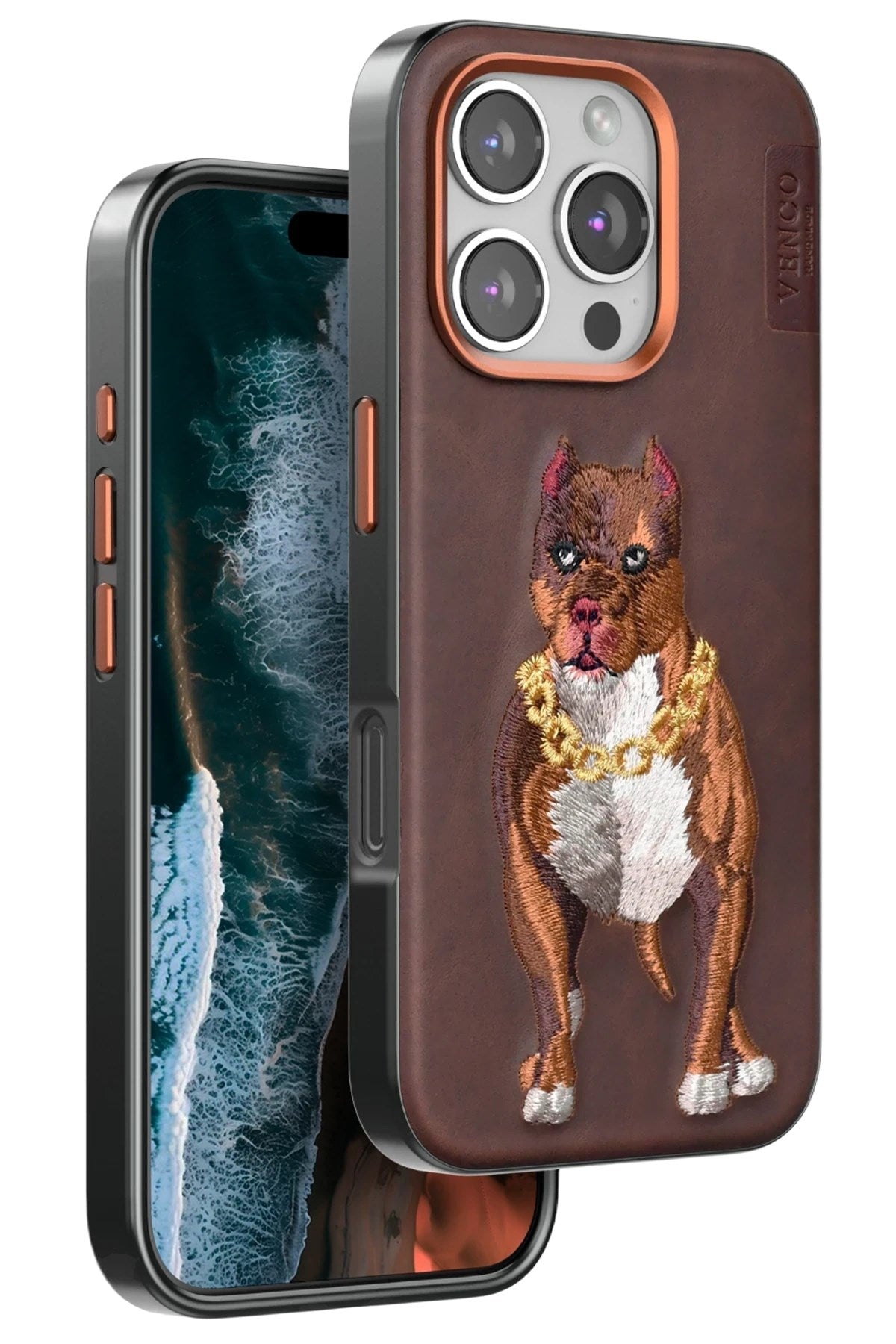 Mey İthalat® iPhone 16 Pro Perma Desenli Kapak - Kahverengi