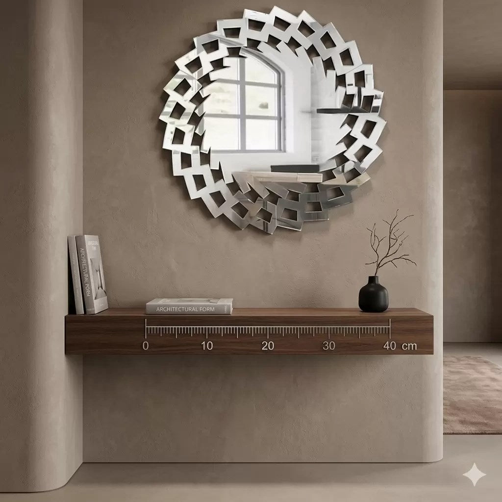 Mey İthalat® 40x40 cm Kırılmaz Pleksi Dekoratif Duvar Aynası - Modern Geometrik Tasarım 1. Sınıf Ayna