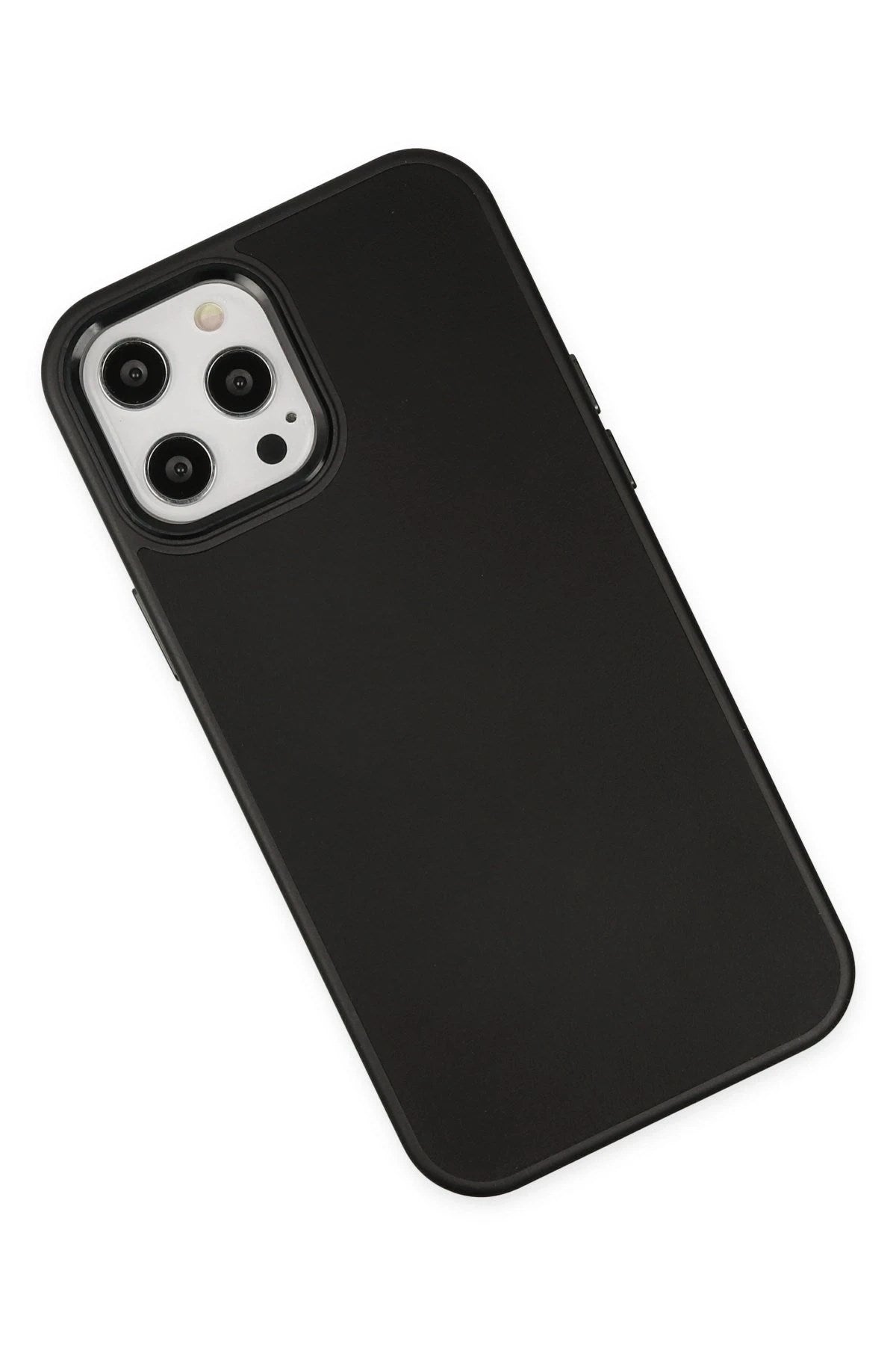 Mey İthalat® iPhone 12 Pro Max Kılıf Asya Deri Silikon - Siyah
