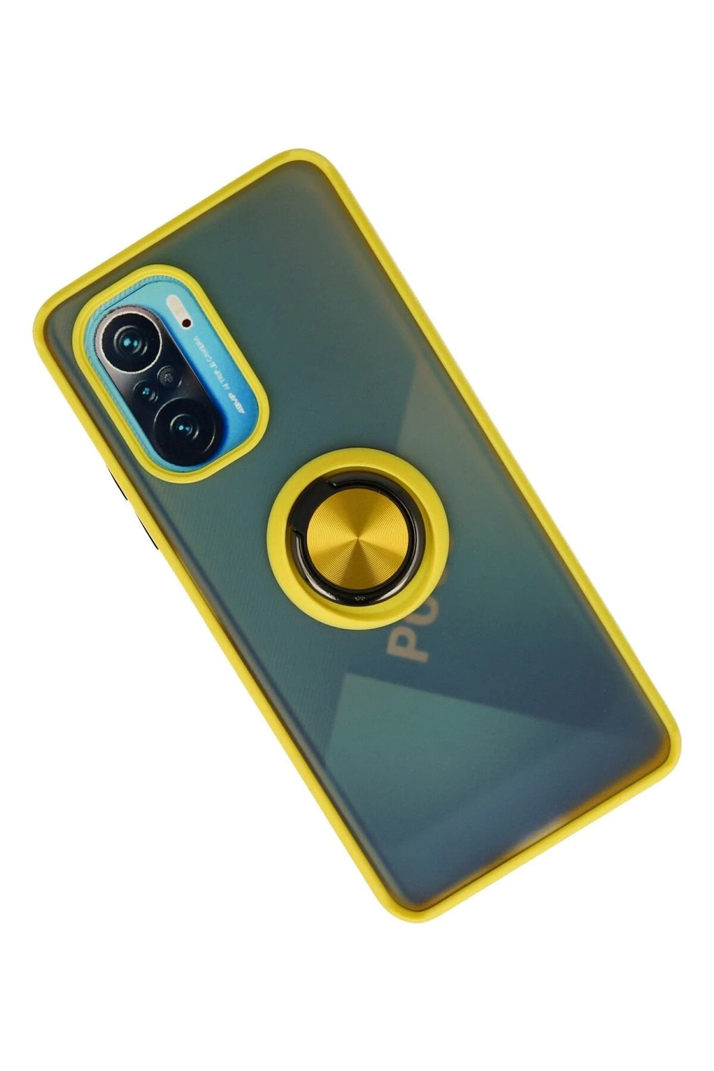 Mey İthalat® Redmi K40 Kılıf Montreal Yüzüklü Silikon Kapak - Sarı