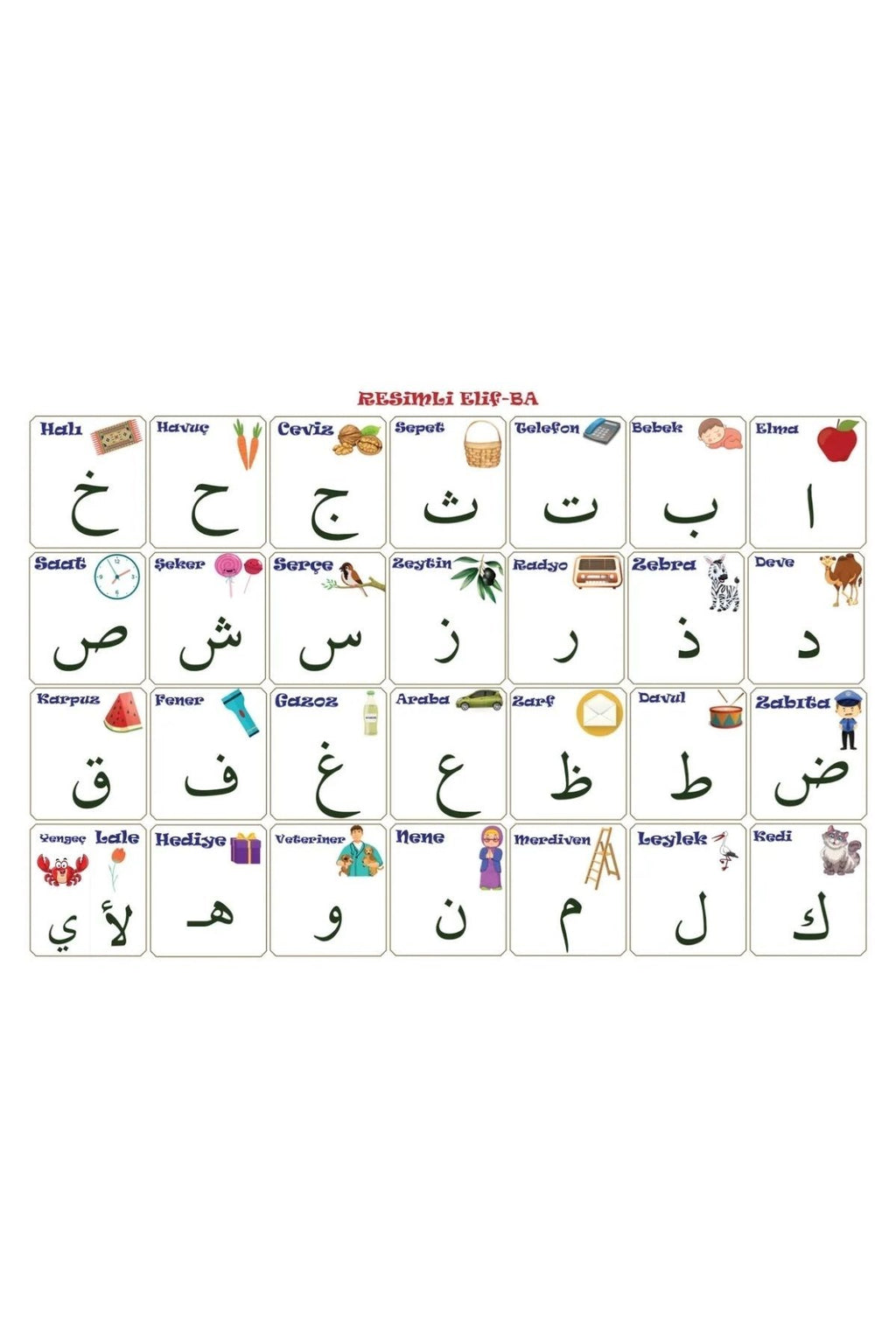 70x100 cm Statik Kağıt Elif-Ba Öğrenme Tahtası