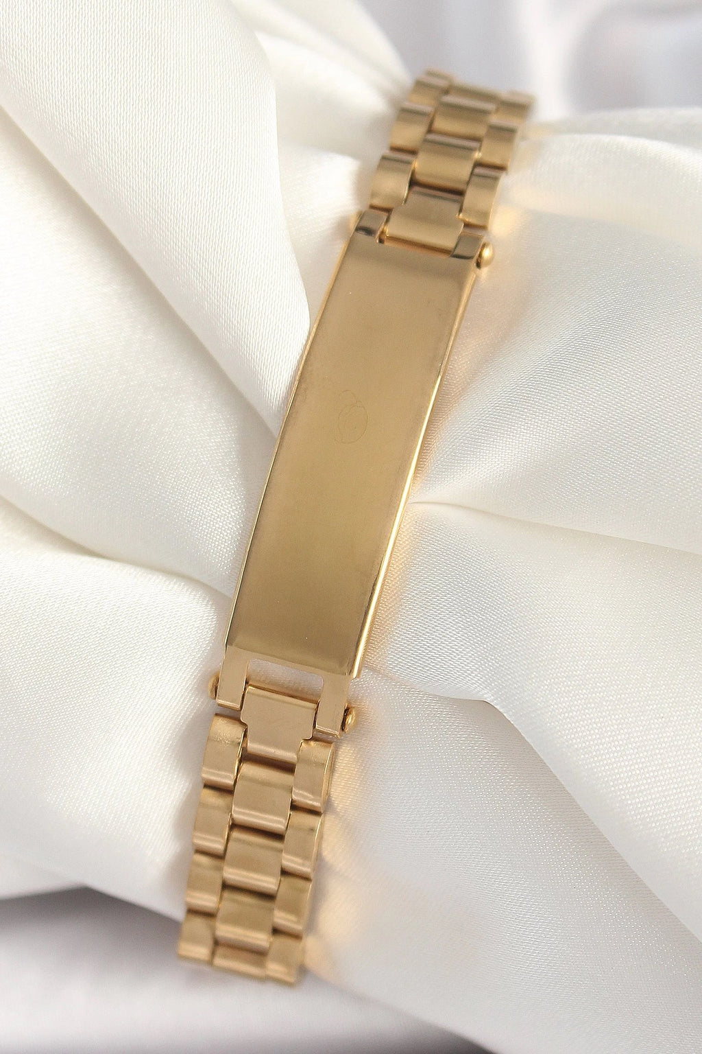 Mey İthalat® 316L Çelik Gold Renk Zincir Künye Model Erkek Bileklik