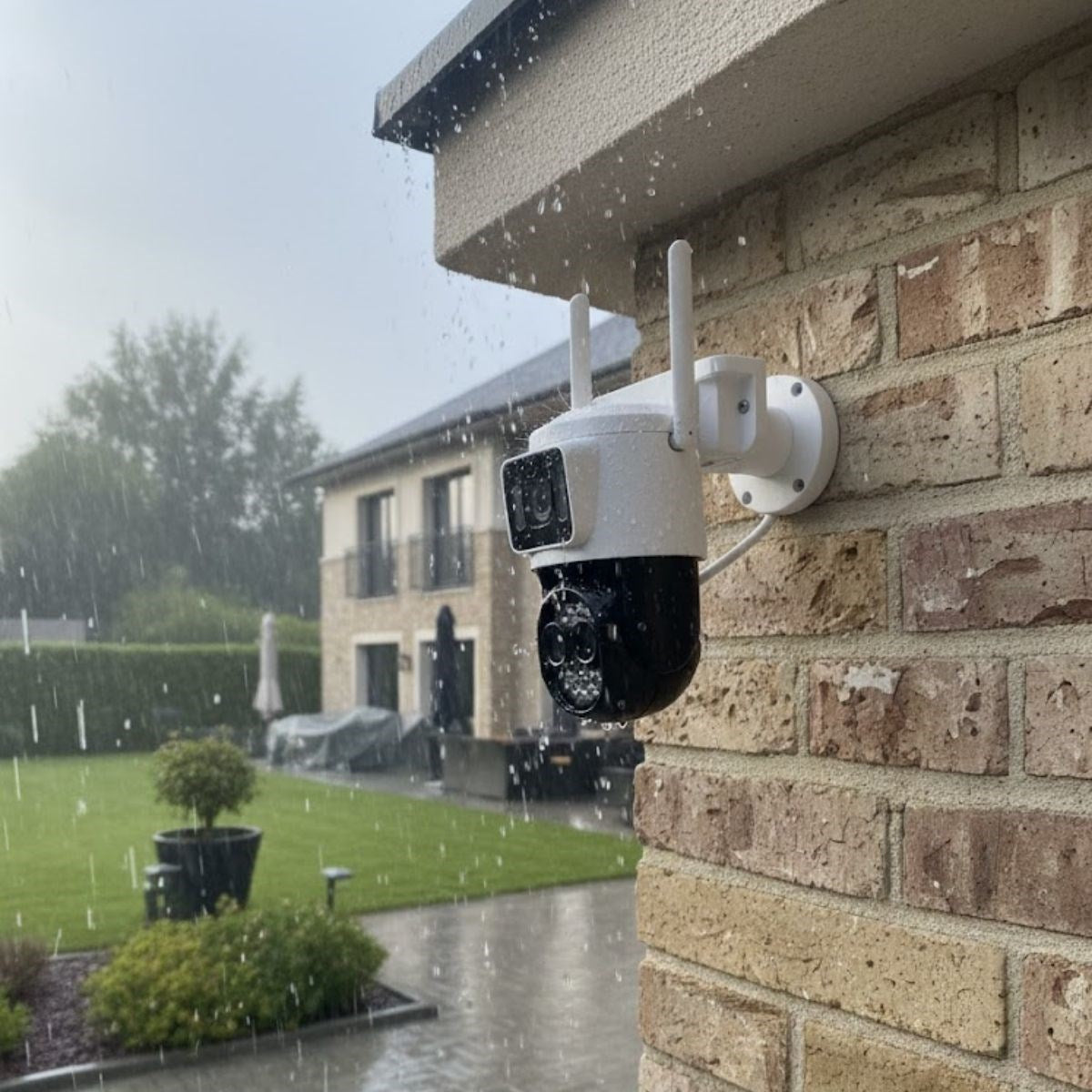 3 Kameralı Kablolu Akıllı Güvenlik Kamerası – 360° PTZ Hareketli, Çift Antenli, WiFi IP, Gece Görüşlü Dış Mekan Kamera