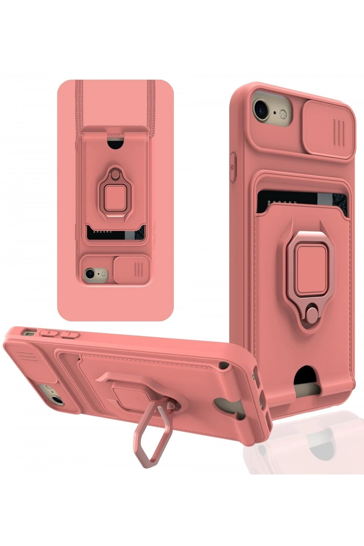 Mey İthalat® iPhone 6 Kılıf Zuma Kartvizitli Yüzüklü Silikon - Pembe