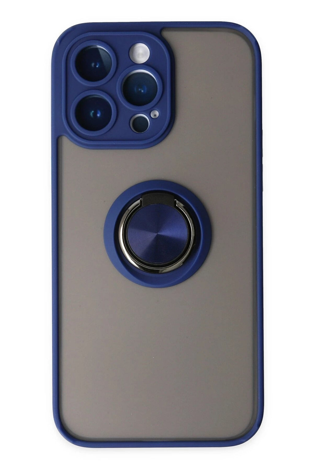 Mey İthalat® iPhone 14 Pro Max Kılıf Montreal Yüzüklü Silikon Kapak - Lacivert