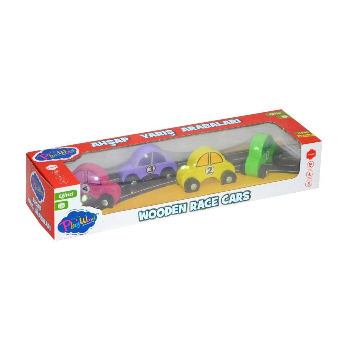 380-ONY Onyıl, Playwood Ahşap Yarış Arabası 4'lü