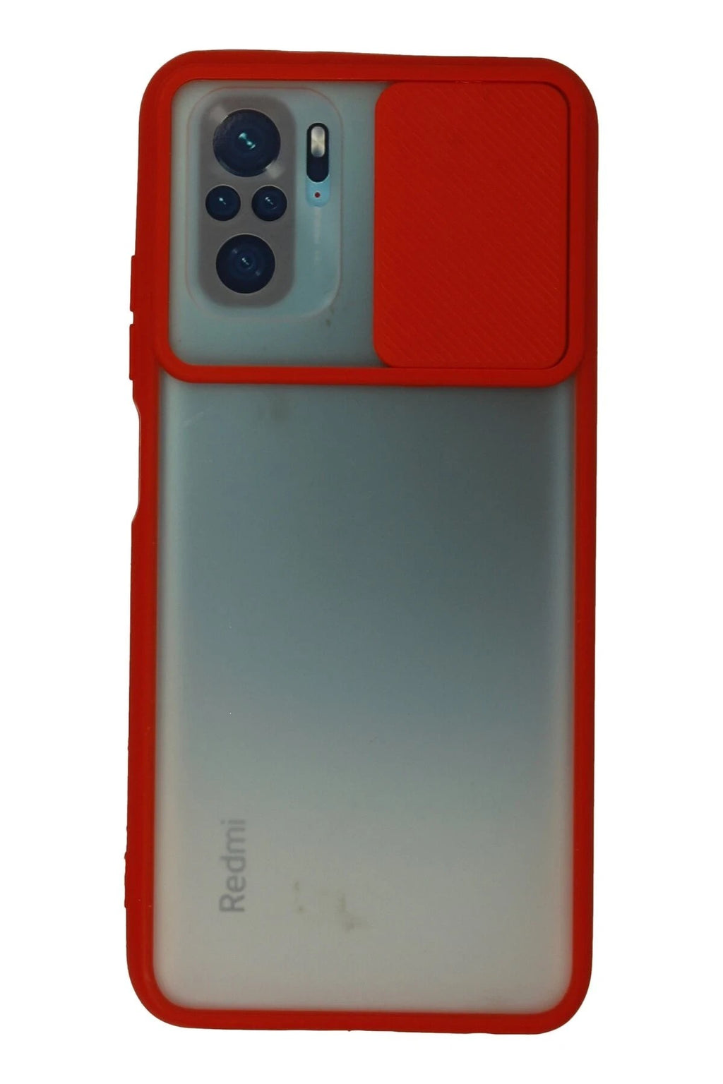 Mey İthalat® Redmi Note 10 Kılıf Palm Buzlu Kamera Sürgülü Silikon - Kırmızı