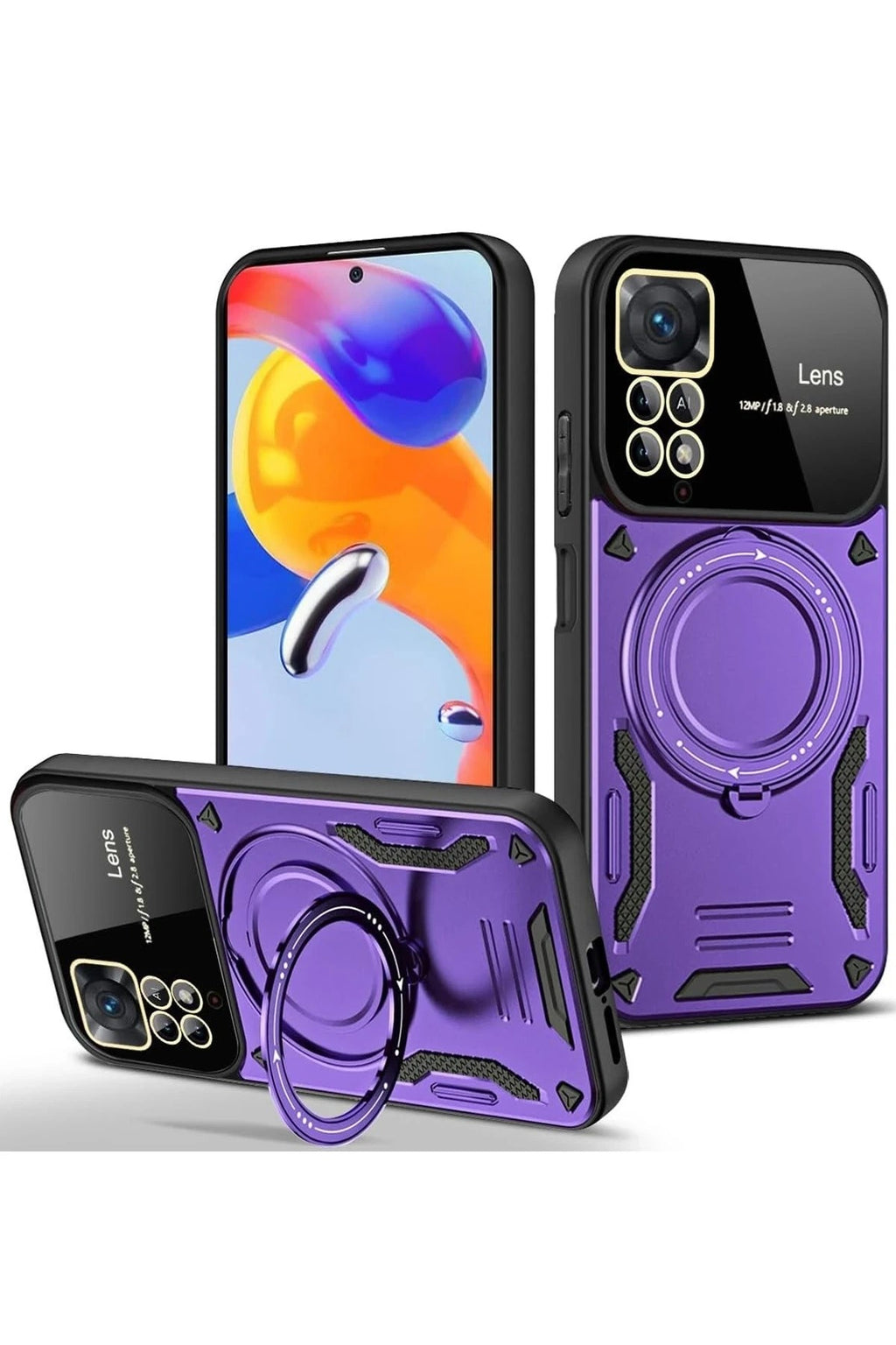 Mey İthalat® Redmi Note 11 Pro Kılıf Joy Lens Standlı Kapak - Mor