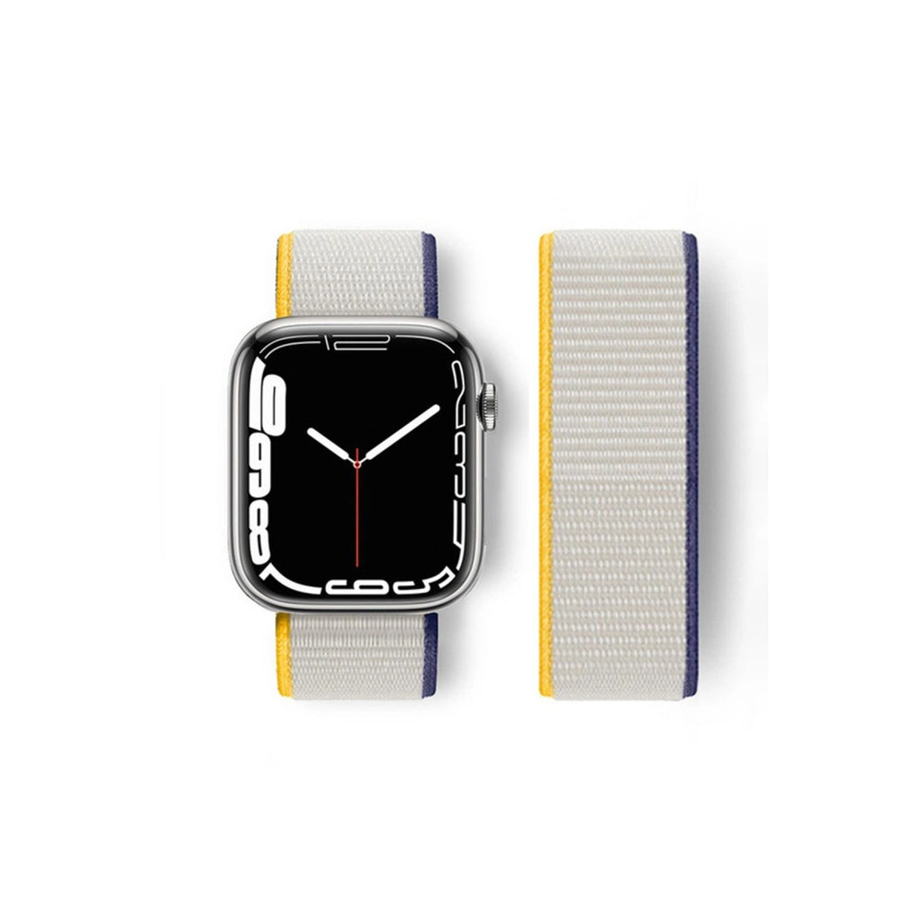 Mey İthalat® Watch 38mm Hasırlı Cırtcırtlı Kordon - Sarı-Beyaz