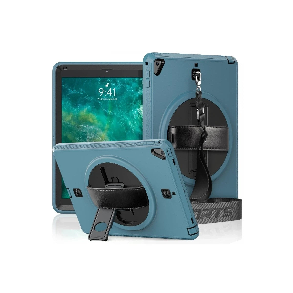 Mey İthalat® iPad 5 Air 9.7 Kılıf Strap-C Otterbox Tablet Kapak - Mavi