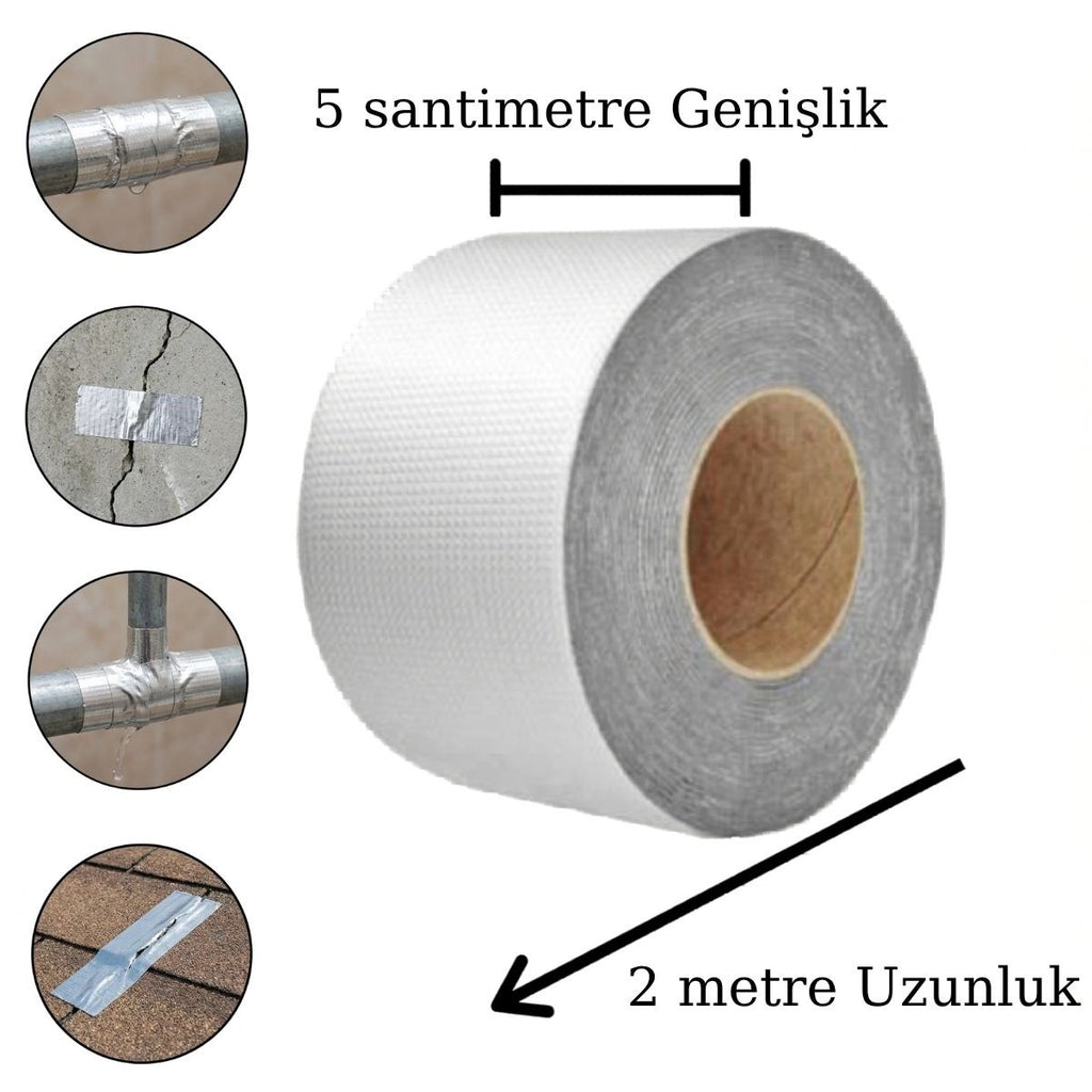 2 Mt Yüksek Sıcaklık Dayanan Su Geçirmez Çatı Duvar Çatlak Onarıcı Yapışkan Bant Folyo 5 Cm
