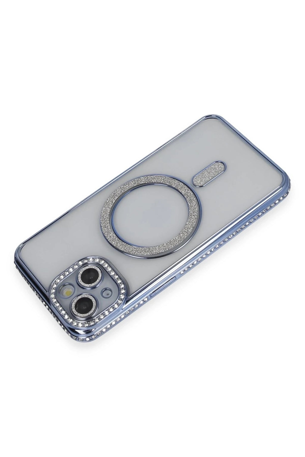 Mey İthalat® iPhone 14 Kılıf Joke Simli Magneticsafe Kılıf - Mavi