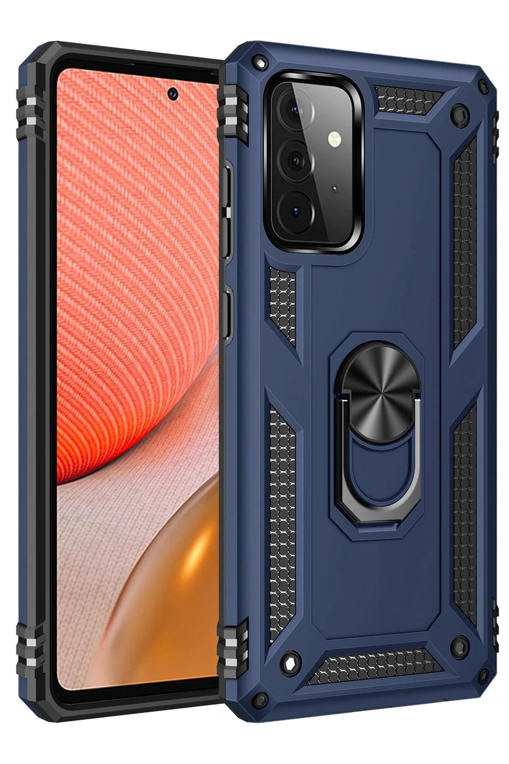 Mey İthalat® Samsung Galaxy A72 Kılıf Sofya Yüzüklü Silikon Kapak - Lacivert